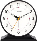 Tinload 4.5" Antique Retro Analog Alarm Clock, Small Silent Bedside Desk Clock with Manual Light, Battery Operated, Snooze, for Living Room, Bedroom, Bedside, Desk(Black)