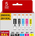 Pertmceo TR8622a PGI-280XXL CLI-281XXL 280 281 Ink Cartridges Replacement for Canon 280 281 Ink Compatible with PIXMA TR8622a TR8620a TR8622 TR8620 TR8600 TS9500 TS6300 Printer (5 Pack)