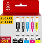 Pertmceo TR8622a PGI-280XXL CLI-281XXL 280 281 Ink Cartridges Replacement for Canon 280 281 Ink Compatible with PIXMA TR8622a TR8620a TR8622 TR8620 TR8600 TS9500 TS6300 Printer (5 Pack)