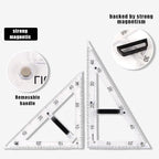 Magnetic Geometry Tool, Protractor, Triangle Rulers Easy Attachment Blackboard Measurement Kit, Teacher Board Protractor Multi-Purpose Kit Large (Transparent-3pc)