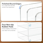 POCFOINY Acrylic Desk Organizer Book Organizer, Magazine File Holder, Vertical File Organizer Stand File Folder Holder, Mail Organizer Countertop Mail Sorter File Sorter, Clear Book Ends Book Holder