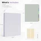 Ospelelf Vintage Hardcover 3 Ring 1 inch Leather Binder, Professional Binders Organizer Suitable for Letter Size Documents, Binder Dividers with Tabs, Purple