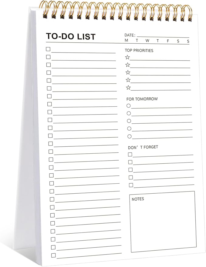 To Do List Notepad, 120 Pages 6.7x9.8" to Do List Notebook Undated Daily Planner Notepad with Task Checklist Home Office School Supplies