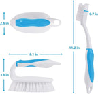 HileSwan Scrub Brush Set, 4 Pack Deep Cleaning Brush Kit - 2 Scrub Brush, 2 Tile & Grout Brush with Built-in Scraper, Household Commercial Scrubber for Floor, Shower, Pool Wall, Tub (Blue)