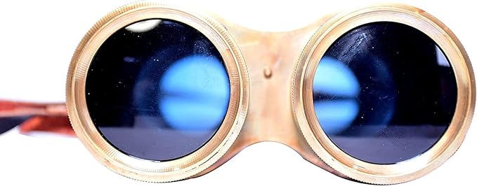 Nautical Marine Binocular Leather Case with Antique Brass Compass