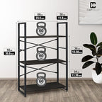 CAPHAUS 3 Tier Small Bookshelf, 24 Inch Width Free Standing Shelf, Bookcase Shelf Storage Organizer, Industrial Book Shelves for Home Office, Living Room, Black Shelves & Metal Frame