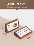 6 Pack Small Wood Price Tag Label Holder Tabletop Stand or Recline Small Sign Holder for Retail Store Boutique Name Card Restaurant Food Labeling (3.15X1.57 in)