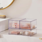 Vorey Clear Stackable Desk Storage Drawers, 3 Pack Acrylic Bathroom Makeup Organizers, Easily Assemble All Purpose Plastic Bins for Brightroom, Pantry Organization, Vanity, Undersink, Cabinet