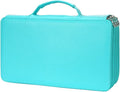 Vomgomfom Deluxe PU Leather Pencil Case - Large Capacity Holder with Zipper Closure for 300 Colored Pencils or 200 Gel Pens, Artist Organizer (Green)