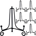 HENABLE 6PCS Premium Black Iron Plate Stands for Display 4 Inch, Decorative Solid Metal Plate Holders for Displaying, Mini Easel, Frame, Book, Card, Plaque, Bowl, Picture Stands for Display