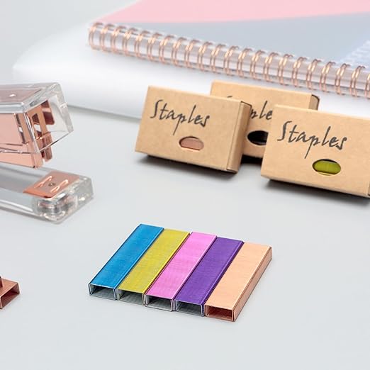 NatSumeBasics 6000 Colored Staples Colorful 26/6 Standard Staple for Desk Manual Stapler Refill, 1000 Per Color, for Office Supplies Accessories (Colorful)