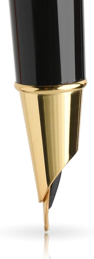 Dryden Designs Fountain Pen - Medium and Fine Nibs | Includes 24 Ink Cartridges and Ink Refill Converter | Calligraphy Pen, Consistent Writing, Smooth Flow - Pearl White.