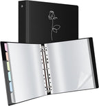 Uquelic 80-Pocket Binder with Plastic Sleeves for Letter/A4 Size(11" x 8.5"), Silver Rose Printed Cover, Document Binder Organizer for Papers, Certificates and Artwork with Macaron PP Divider Pages
