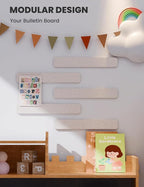 Fluxynara Cork Board Alternative Felt Strip Board 5-Pack 13"x2", Office Pin Board with 35 Push Pins, Adhesive Install for Bedroom Door & Home Office(Oatmeal)