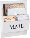 SeekElegant Mail Organizer Wall Mounted, 2-Slot Mail Holder for Wall, Wood Hanging Mail Organizer, File Paper Letter Envelope Bill Holder for Office Home Entryway (White)