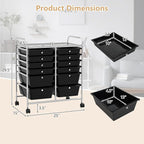 HAPPYGRILL Happygrill 12-Drawer Rolling Storage Cart, Multipurpose Organizer Cart for Home Office School, Utility Cart with Wheels, (Black)