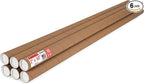 Paclord 2" x 60" Heavy-Duty Reinforced Cardboard Mailing Tube, Pack of 6 Tubes with 12 Caps – Secure USPS Approved – Great for Shipping and Storing of Prints, Artwork, Posters or Documents