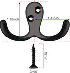 IBosins 10 Pack Heavy Duty Double Prong Coat Hooks Wall Mounted with 20 Screws Retro Double Hooks Utility Hooks for Coat, Scarf, Bag, Towel, Key, Cap, Cup, Hat