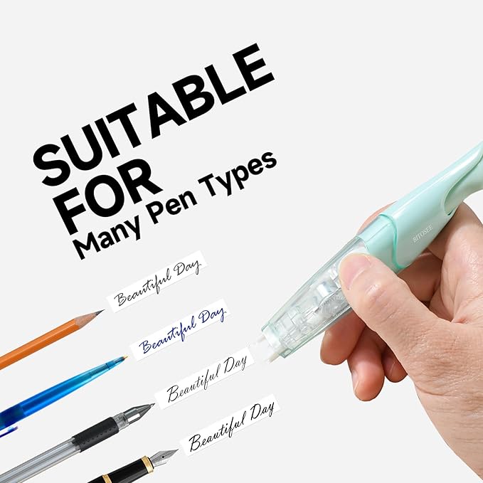 BITOSEE White Correction Tape, Retractable Refillable Correction Tape, With Smooth Pull Out Tape Applicator, Aesthetic Cute Correction Pen for Office Supplies