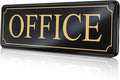 MolnijaPro - The Office Door Sign for Your Home and Business with Bigger Gold Letters - Bright Acrylic Self-Adhesive Sign 9×3 in with Double Sided 3M Tape - Quick and Easy Installation Without Any Tools