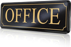 MolnijaPro - The Office Door Sign for Your Home and Business with Bigger Gold Letters - Bright Acrylic Self-Adhesive Sign 9×3 in with Double Sided 3M Tape - Quick and Easy Installation Without Any Tools