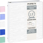 POPRUN 3 Ring Binder 1.5 Inch, PVC-Free, Holds 325 Sheets of 8.5 x 11 Paper, Extra Durable Organizer with 2 Pockets for School & Office, Heavy-Duty, 1 Pack, White