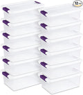 STERILITE 15 Qt ClearView Latch Storage Box, Stackable Bin with Latching Lid, Plastic Container to Organize Shoes in Closet, Clear Base, Lid (Pack of 12)