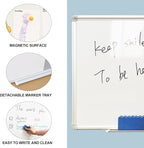 DEVELOP Large Grey Felt Bulletin & Magnetic Dry Erase Combo Board, 60 x 36 Inch Hanging Whiteboard/Grey Felt Bulletin Combination Board with Marker Tray, Pins, Eraser, Markers & Magnets