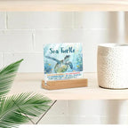 Sea Turtle Decor Desk Acrylic Sign 4x4 inch, Turtle Gifts for Women Men Coworkers, Beach Decorations for Home Bedroom Bathroom, Motivational Gifts Table Cubicle Decor and Accessories