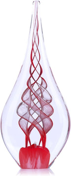 LCCCK 9" Tall Sculpture Hand Blown Glass Decor, Paperweight for Office Desk, Modern Glass Art Figurines Mediterranean Beach House Decor, Living Room Coffee Shelves Table Top Decoration (Swirl Red)