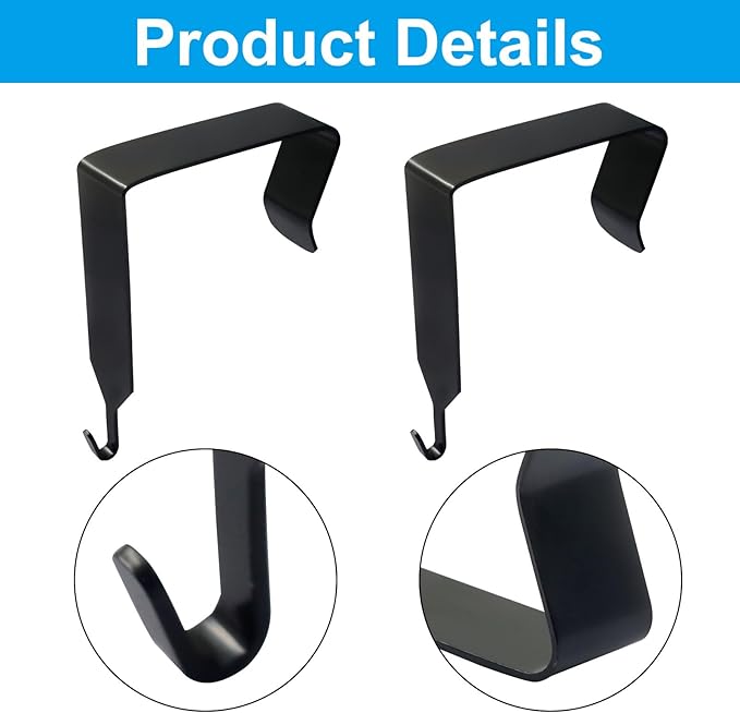 OSVJE 4 PCS Over The Door Hook, Universal Cubicle Hangers Metal Partition, Office Hook for Hanging File Bins/Keys/Whiteboard (Black)