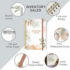 Inventory & Sales Log Book for Small Business – Inventory Ledger Book, Inventory Notebook, Order Tracker for Purchases, Sales & Reorders, 5.8" x 8.5", Rose Leaf