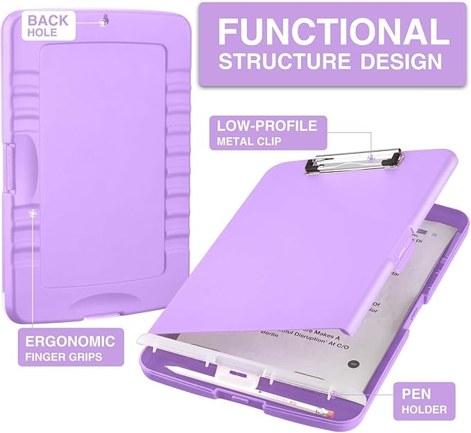 Sooez Clipboards with Storage, High Capacity Clip Boards 8.5x11 with Storage, Heavy Duty Nursing Clipboard Folder, Plastic Clipboard with Pen Holder for Women Teachers Work, School & Office Supplies