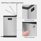 SolaceCove Kitchen Trash Can, 2 x 5.3 Gallon Garbage Can for Kitchen, Dual Compartment Recycling Trash Can, Trash and Recycle Bin Combo, Stainless Steel, Soft-Close Lid, Fingerprint Proof