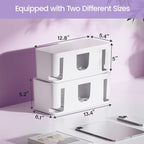 Delamu 2 Pack Cable Management Box, Stylish Cable Organizers for Cords, Pet & Child-Proof ABS Cord Hider Box, Medium and Small Cable Box for Computer Router Box Hider USB Hub, Floor Cord Covers, White