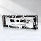 Custom Name Plate for Desk, Desk Name Plate Personalized, Office Decor for Women Men, Acrylic Desktop Accessories, Office Gifts for Coworkers Boss Teacher, Employee Appreciation Gifts (Black Marble)
