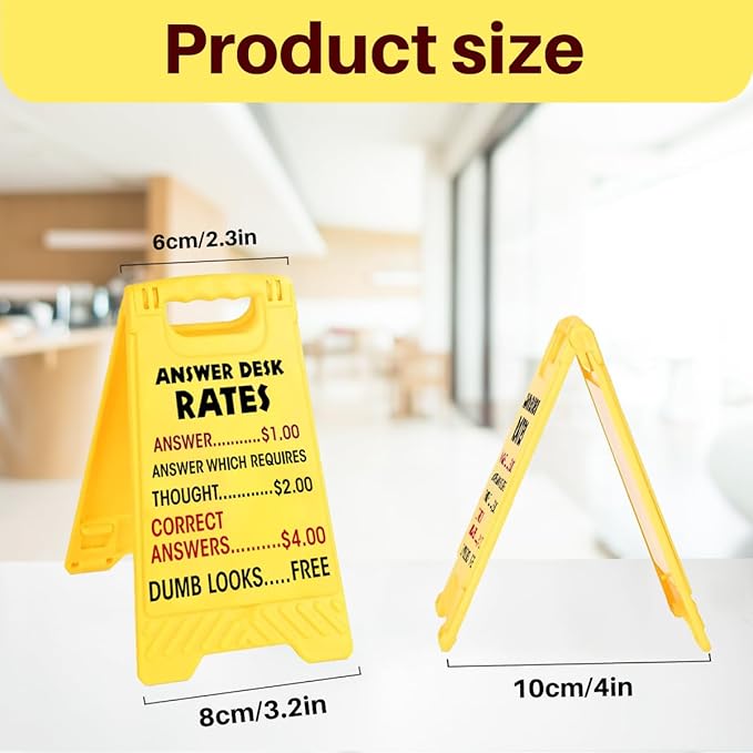 Funny Office Desk Accessories,Office Cubicle Decor,Answer Decor,Phone Holder Mirror Acrylic Table Signs，Rates Team Gag Gifts for Coworker Teammate Employees Leader Boss Day(Answer Desk Rates)1