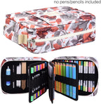 Pencil Case Holder Slot - Holds 202 Colored Pencils or 136 Gel Pens with Zipper Closure - Large Capacity Polyester Pen Organizer for Watercolor Pens or Markers - Perfect for Artist Withered Roses
