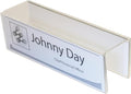 20-Pack 8.5" x 2.5" Acrylic Name Plates for Cubicle Walls – Double-Sided Holder with 2" Hook for Office, Classroom, or Door Display