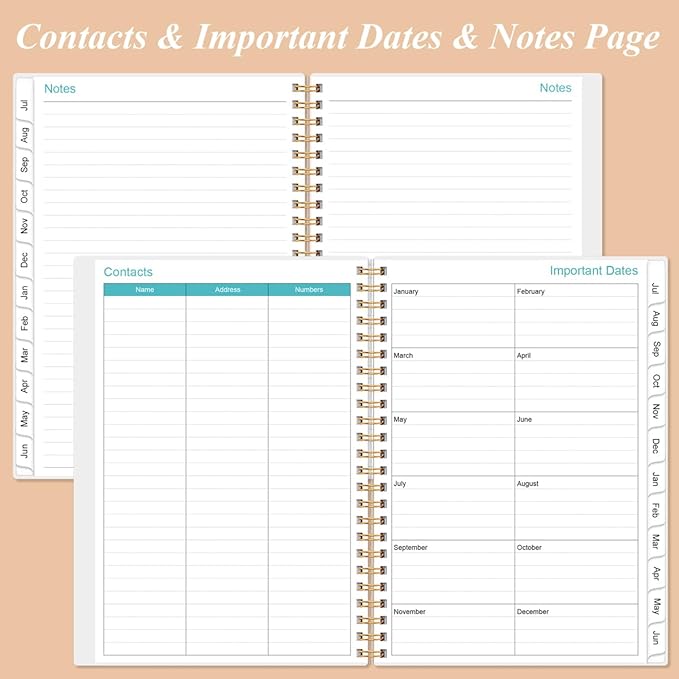 2026 Daily & Monthly Planner - One Page Per Day, Daily Planner 2026 from January 2026 to December 2026, Planners 26 with 12 Monthly Tabs, 6.4" x 8.5", Rose Flower