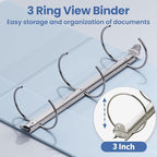 SUNEE 3 Ring Binder 3 Inch 1 Pack, Clear View Binder Three Ring PVC-Free (Fit 8.5x11 Inches) for School or Office Supplies, Haze Blue