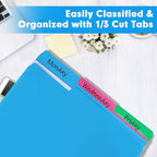 File Folder, RAZCC 200 Pack 1/3 Cut Tab Colored Folders, Colored File Folder Letter Size for Office Classroom Use, Folders with Tabs Assorted 5 Colors