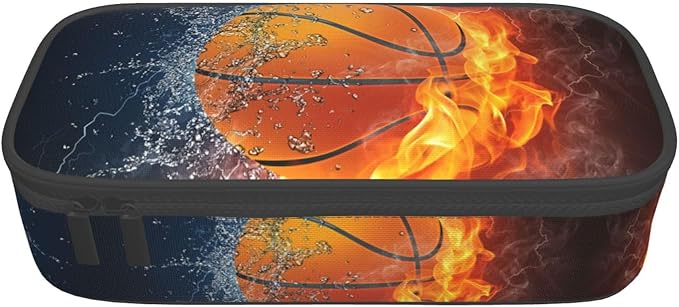 Cool Basketball Ball Pencil Case Big Capacity Storage Pencil Pouch Stationery Bags With Zipper Portable Pen Holder Box Organizer For Boys Girls Teens Student College School Office Supplies