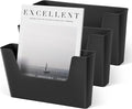YOHOM No Drilling File Holder Wall Mails Magazines Organizer Adhesive Door Mount, Single Pocket, (White 1) (BLACK, 3 PCS)