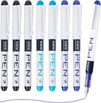 EYEYE Disposable Fountain Pens, 8 Pack 3 Colors Fine Point Pens Stainless Steel Nib, Fountain Pens Smooth Writing for Journaling, Drafting, Sketching, Doodling & Office Supplies