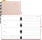 POPRUN 2026 Planner Weekly Notebook Calendar (Jan-Dec), Large Size 8.5'' x 10.5'' - Agenda 2026 Appointment Book with Monthly Tabs, Inner Pocket, Spiral Soft Cover, 100 GSM - Soft Pink