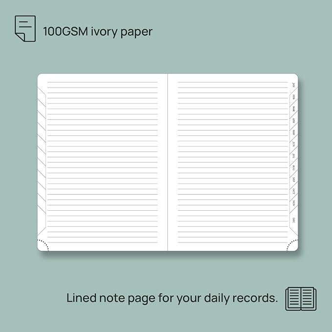 POPRUN 2025-2026 Monthly Planner (A5 8.5" X 6.25"), 18-Month Calendar Book (Jul.25 - Dec.26) with Monthly Tabs, Hardcover, Inner Pocket, 100GSM Thick Paper -Haze Blue