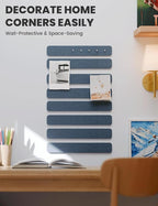Fluxynara Cork Board Alternative Felt Strip Board 8-Pack 13"x2", Office Pin Board with 50 Push Pins, Adhesive Install for Bedroom Door & Home Office(Denim Blue)