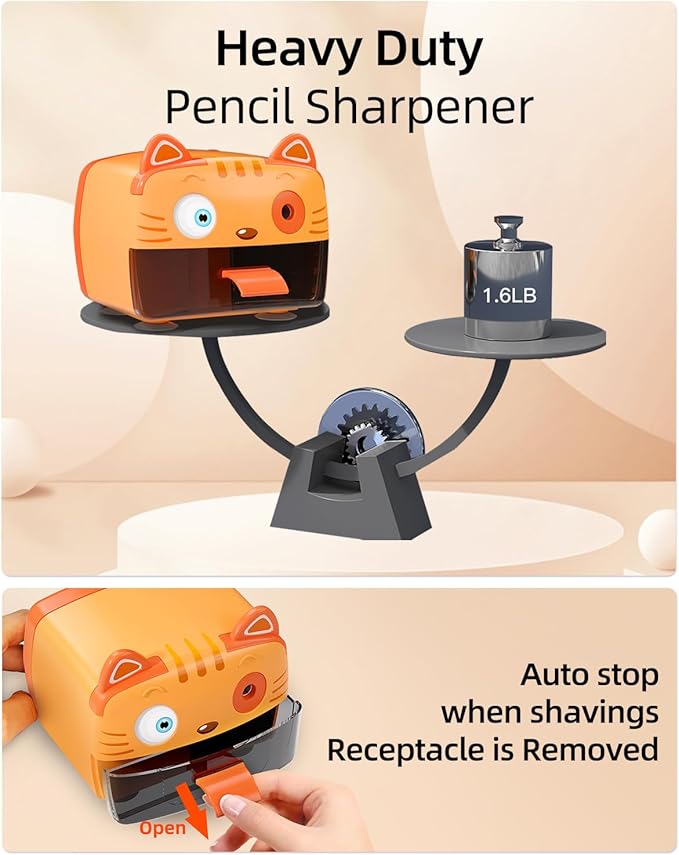 ZMOL Heavy Duty Electric Pencil Sharpener for Classroom,Cute Pencil Sharpener Plug in for Kids,Auto-Stop Pencil Sharpeners Plug in for No.2 / Colored Pencil