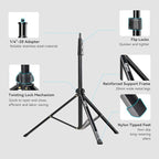 SMALLRIG RA-S200 Light Stand for Photography, 78.7" / 6.6ft / 200cm, Black, Aluminum Alloy, Supports up to 4kg, Compatible with Reflectors, Softboxes, Studio Lights, Umbrellas, Ring Light